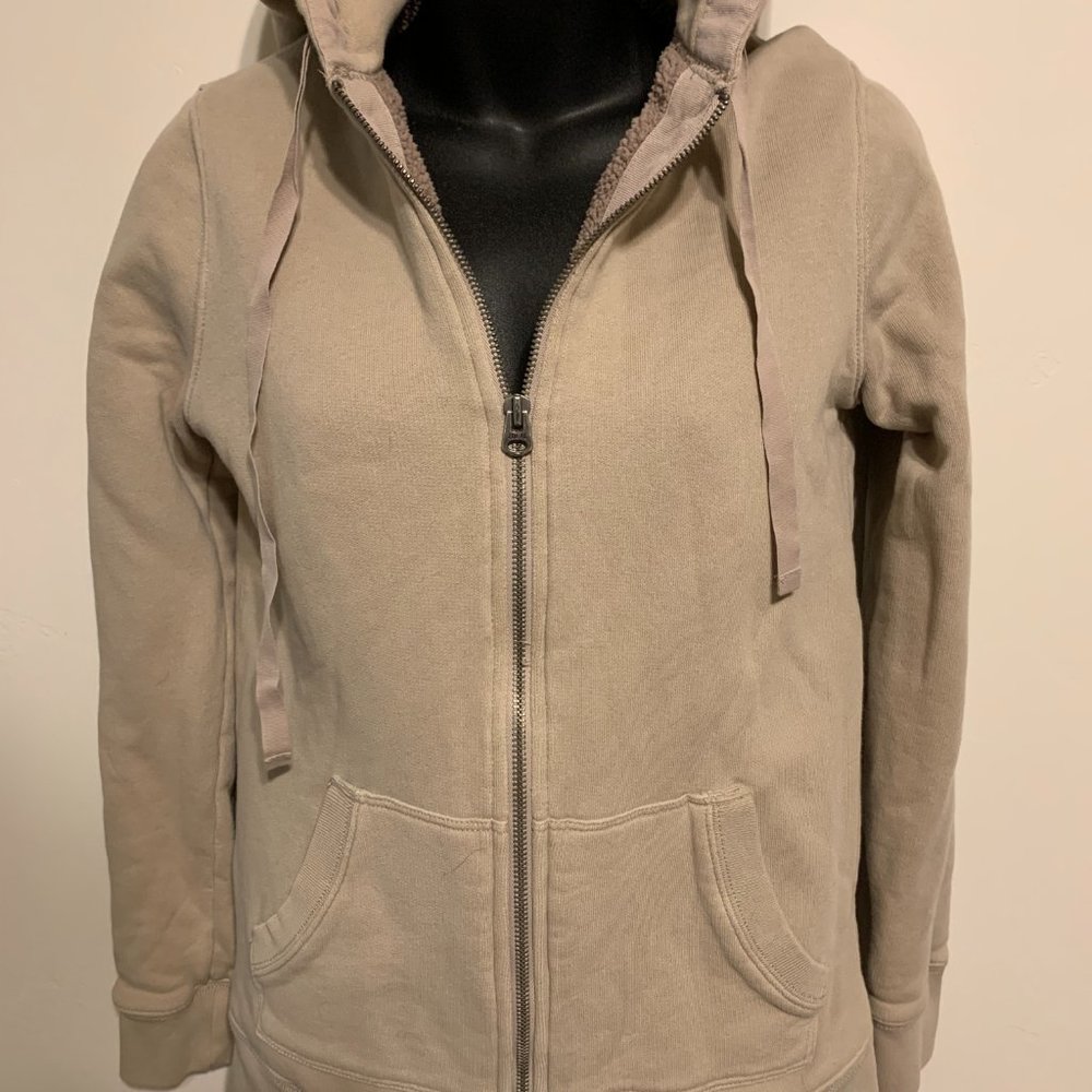 J.Crew Sherpa Fleece Hoodie Zip Up Brown/Purple Small